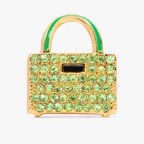 Kate Spade New York, Womens, Sweet Treasures Studs, Green/Gold, One Size - Picture 2 of 3